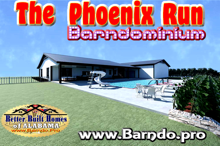 PHOENIX RUN BARNDOMINIUM BACK REAR VIEW BUILT BY HUNTSVILLE HOME BUILDER BARNDO PRO BETTER BUILT HOMES OF ALABAMA