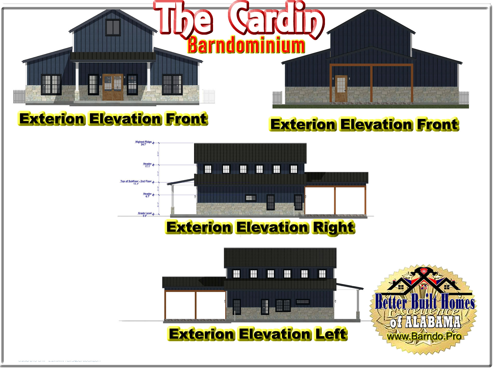 Cardin Barn dominium Elevation Views - Contact US with any question you may have