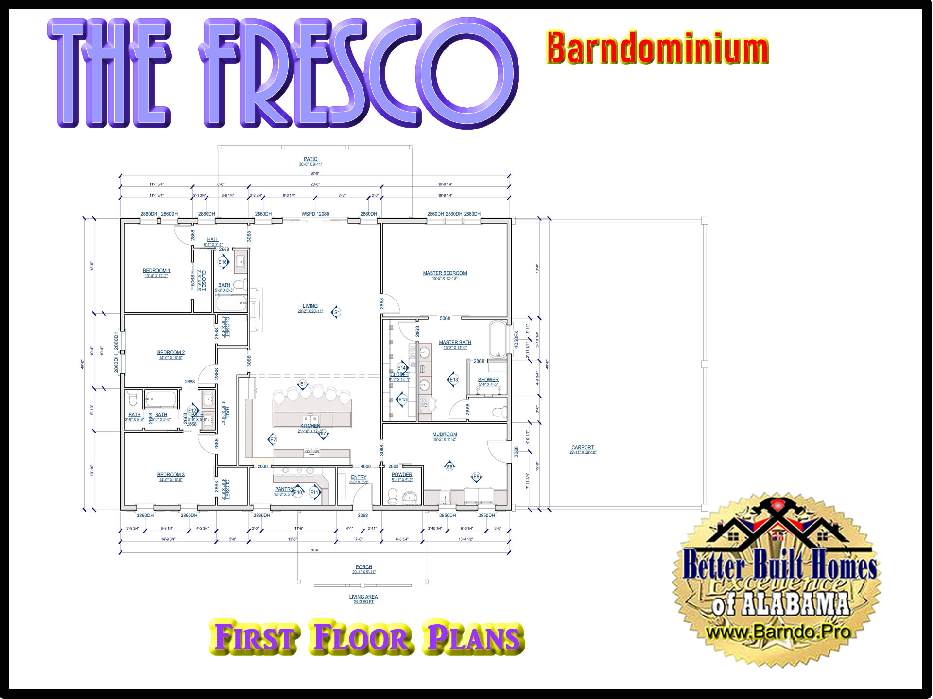FRESCO BARNDOMINIUM FLOORPLANS AND BARNDO FLOORPLANS BUILT BY BETTER BUILT HOMES OF ALABAMA