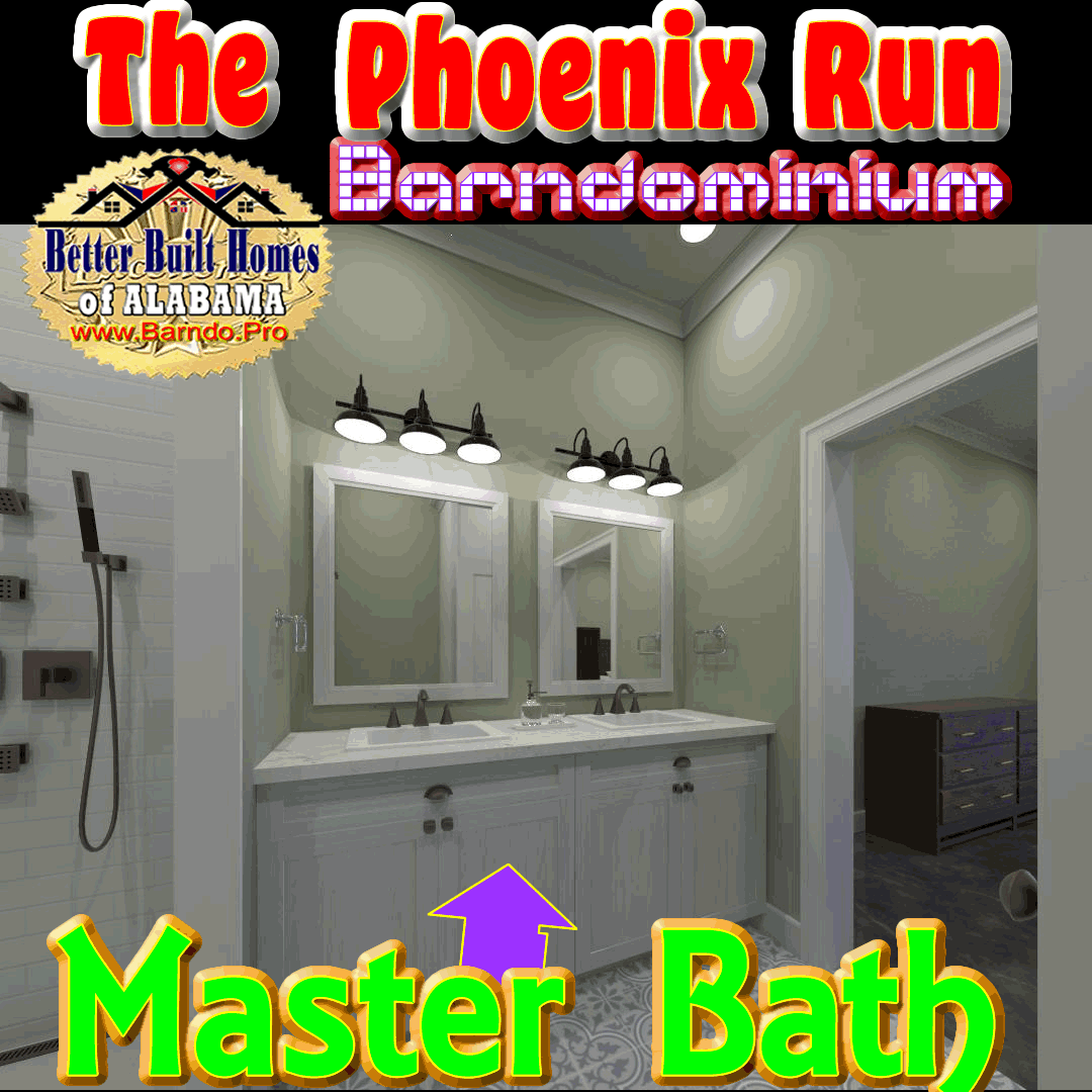 PHOENIX RUN BARNDOMINIUM MASTER BATH VIEW BUILT BY BETTER BUILT HOMES OF ALABAMA HUNTSVILLE ALABAMA HOME BUILDER SAMMY BROWN BARNDO PRO 