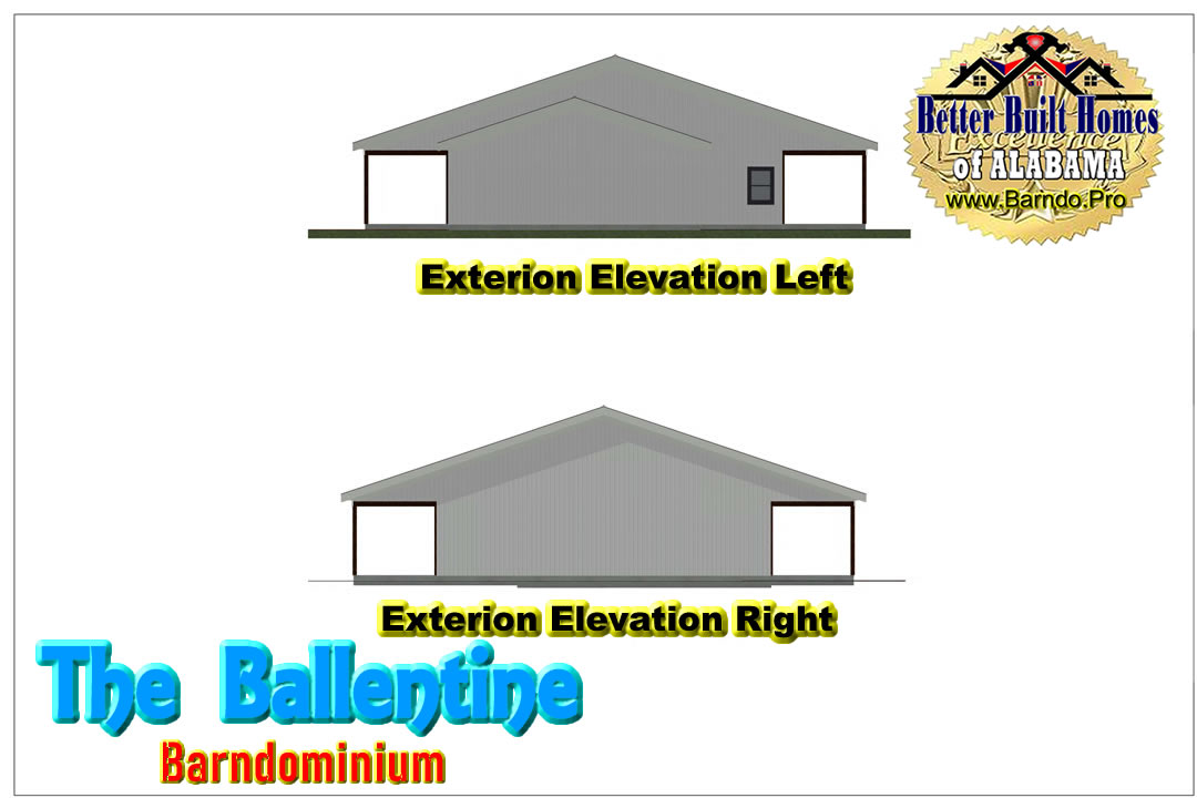 The Ballentine Barndominium Sideview Elevation