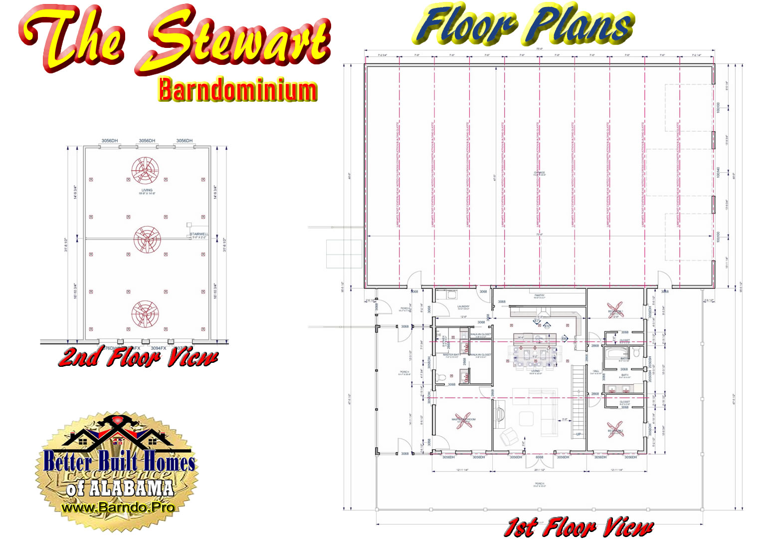STEWART BARNDOMINIUM FLOOR PLANS BUILT BY BETTER BUILT HOMES OF ALABAMA Barndo Pro