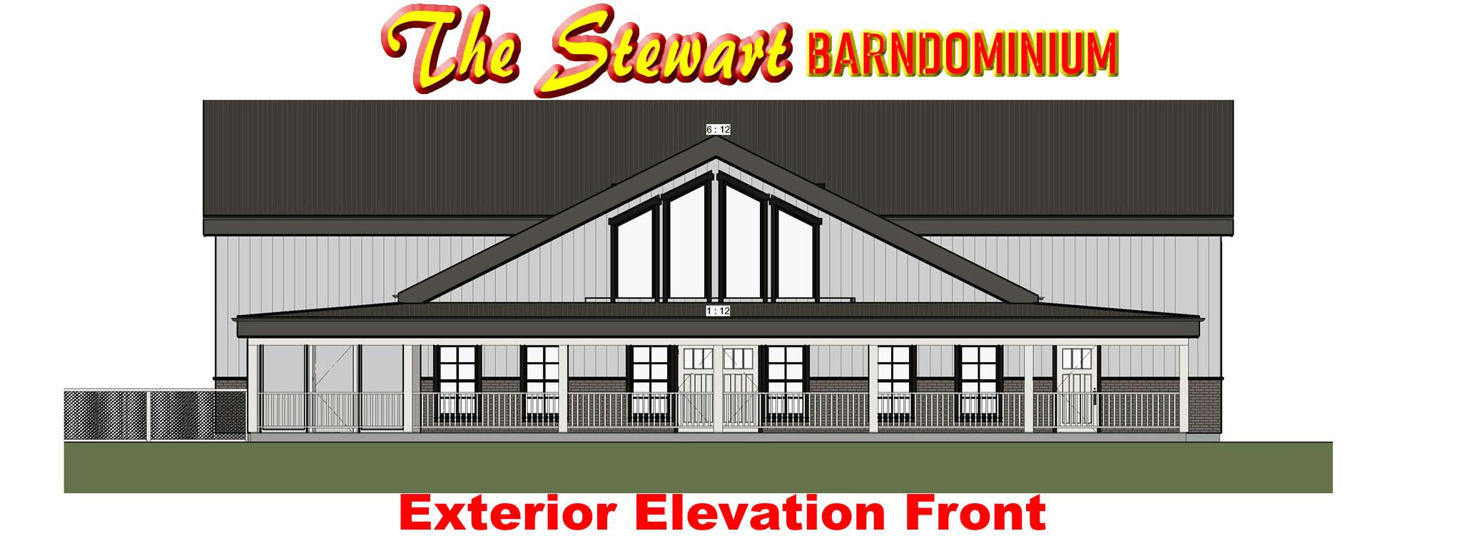 Stewart Barndominium Elevation Front View contact us for more info 